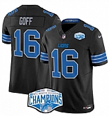 Men's Detroit Lions #16 Jared Goff Black 2024 NFC North Champions F.U.S.E. Vapor Limited Stitched Jersey,baseball caps,new era cap wholesale,wholesale hats